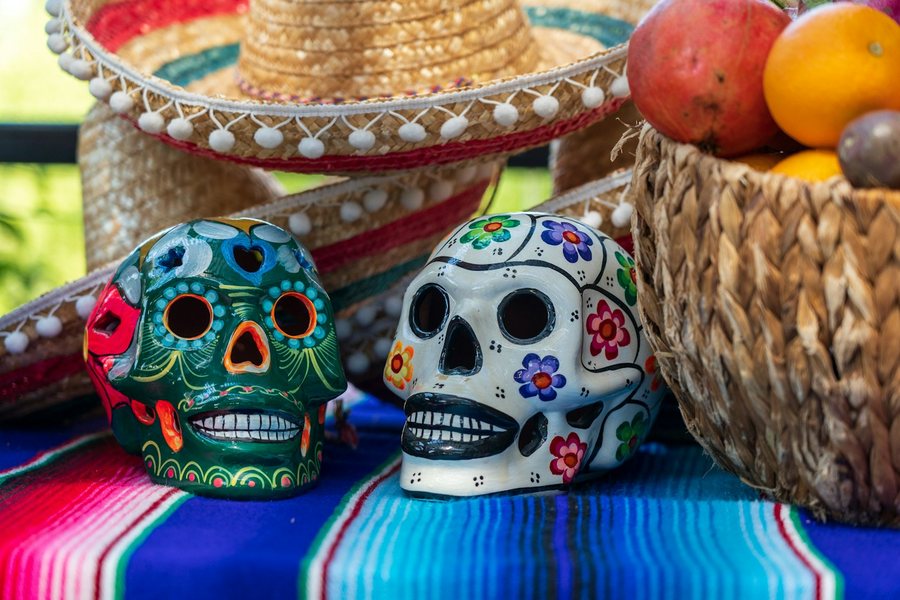 Painted Dia de los Muertos sugar skulls