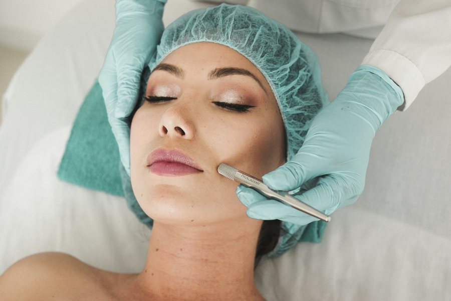 Facial treatment at a med spa